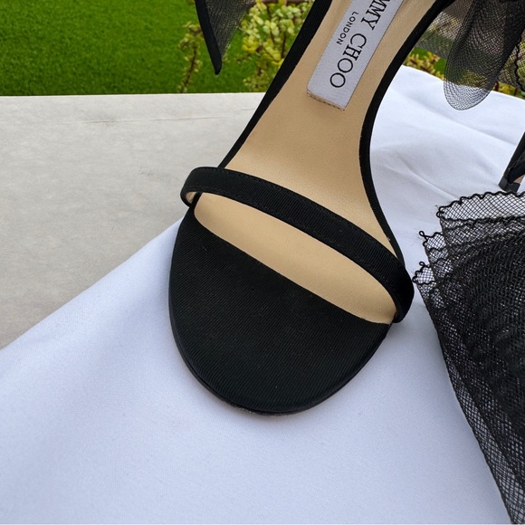 SOLD Jimmy Choo Aveline 100 Asymmetric Grosgrain Sandal Heel - Picture 7 of 15